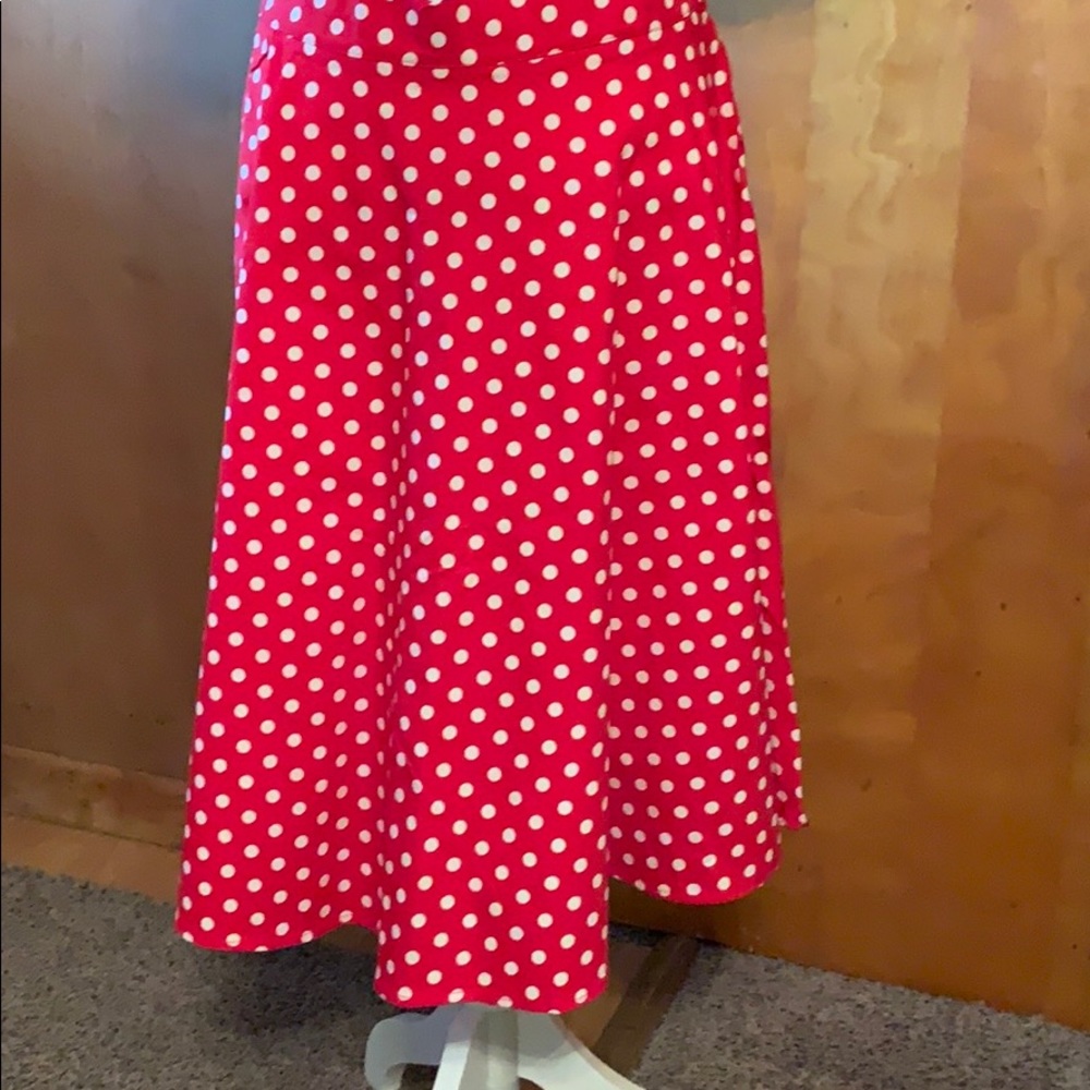 Red and White polka dot flare skirt